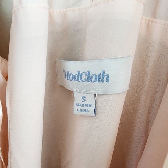 NWT Modcloth Light Pink Chiffon Wrap Maxi Dress Halter Capelet Wedding S - Picture 10 of 14
